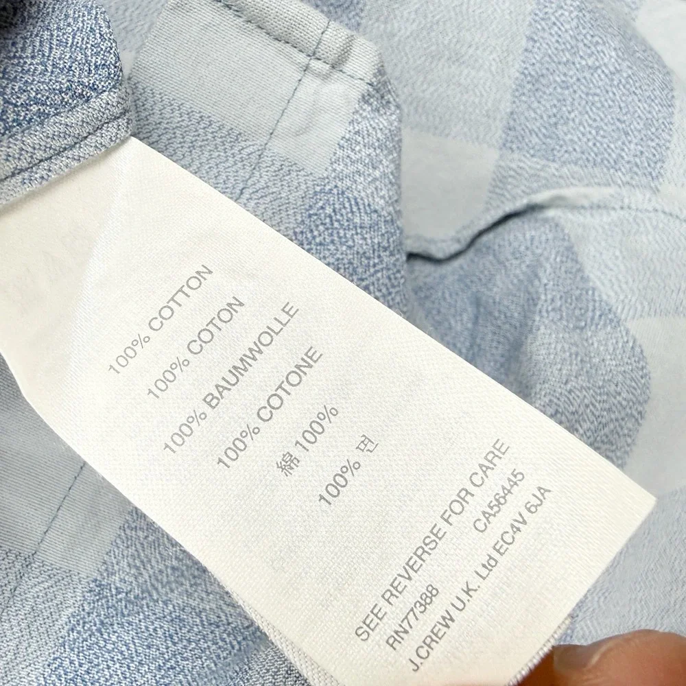 J.Crew Mens Shirt Size M Long Sleeve Check Plaid Blue 100% Cotton‎ NWT